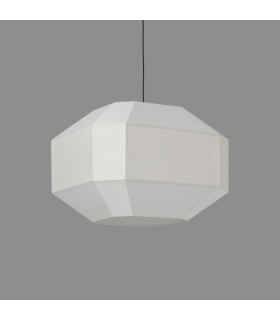 lámpara colgante blanca Bauhaus 60cm con acabado textil en lino y diseño moderno