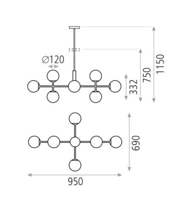 Lámpara dorada colgante Doris 95cm – Diseño moderno en oro opal