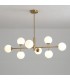 lámpara colgante dorada Doris 95cm con diseño moderno y tulipas opal blancas