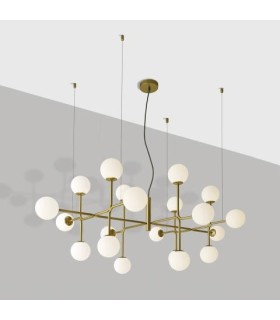 lámpara colgante dorada Doris 155CM con 20 luces LED estilo moderno
