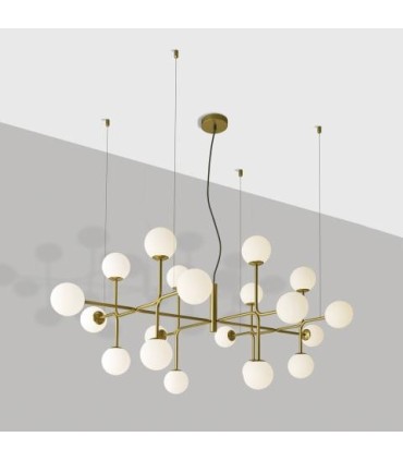 lámpara colgante dorada Doris 155CM con 20 luces LED estilo moderno