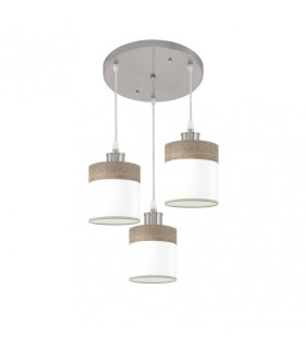 Plafón Cloe Níquel/Blanca con acabado en madera gris y diseño moderno