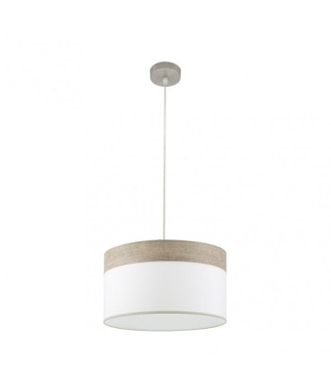 Lámpara colgante Cloe Níquel/Blanca de 40 cm con acabado en madera gris