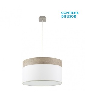 Colgante Cloe niquel blanca y madera gris de 50 cms